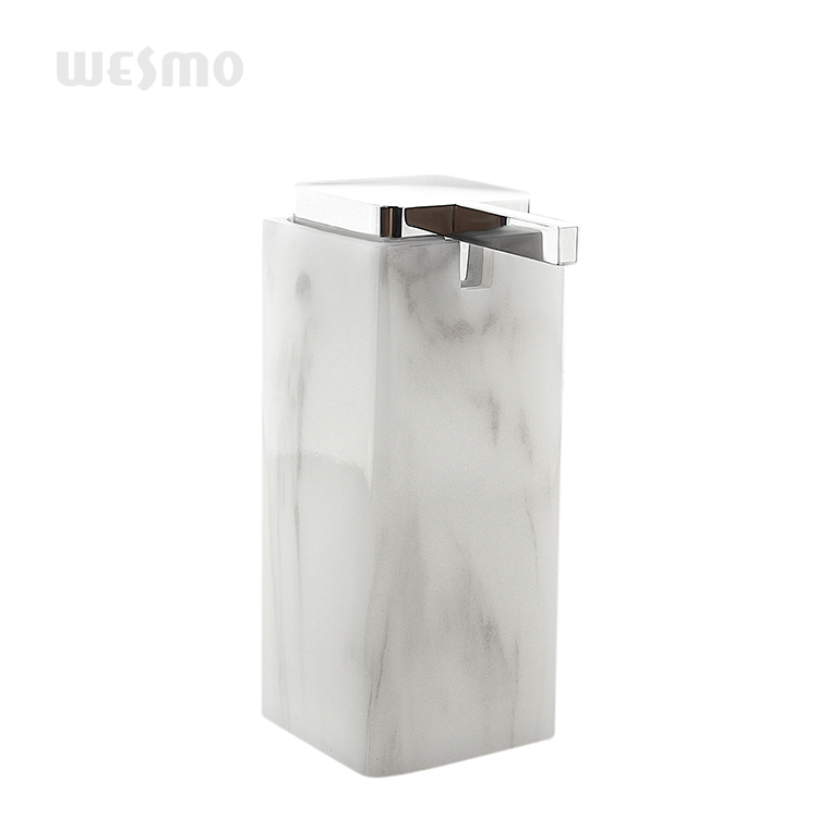 New Arrival Classical Marble Square Polyresin Bathroom Accessory Hand Sanitizer Dispenser